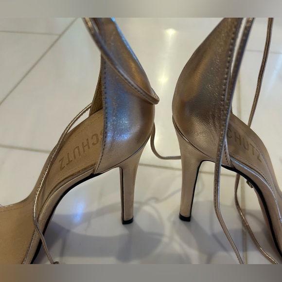 Schutz Josseana Gold and Clear Heeled Sandal - Picture 12 of 16